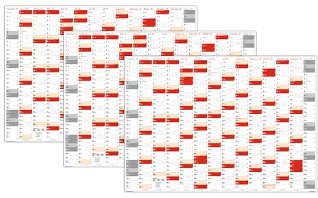 3 Stück XL Wandkalender DIN A1 2026 (rot2) große Tageskästchen (Kalender werden gerollt versendet)