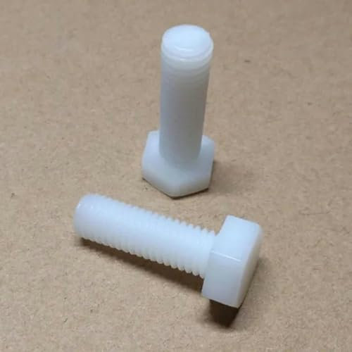 Sechskantschraube M3 M4 M5 M6 M8 M10 Nylon-Sechskantschrauben Schwarz/Weiß Sechskantschrauben Schraube-M6x15 20 Stück-Weiß
