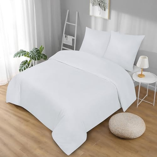 Softex Royal Bettwäsche 200x220 cm 3-teiliges Bettwäsche Set – Baumwolle, 1x Bettbezug 200x220 + 2X Kissenbezug 80x80 cm, Öko-TEX, Reißverschluss, hautfreundlich & 60° waschbar, Weiß