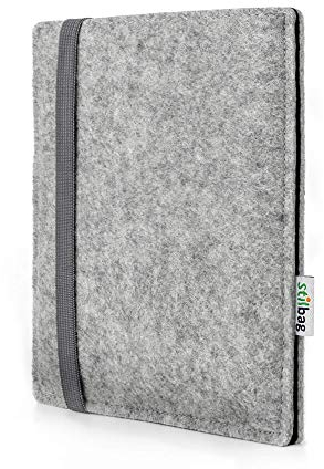 Stilbag eBook Reader Finn für Tolino Vision Color | Farbe: hellgrau/schwarz | eBook Reader-Tasche aus Filz | eReader Schutzhülle | ebook Reader Tasche Made in Germany