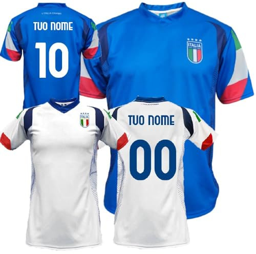PELUSCIAMO Maglia Calcio Italia 24 Personalizzata con Nome e Numero Replica Ufficiale Tricolore | L'Italia Chiamo' FIGC PS 39051-BS