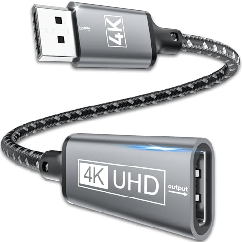 Adattatore DisplayPort a HDMI,adattatore intrecciato unidirezionale 4K DP a hdmi maschio a femmina,adattatore Displayport HDMI compatibile con laptop,desktop,Lenovo,Dell,HP,HDTV,monitor,proiettore