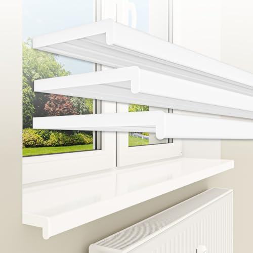 HEXIM Fensterbank bis 3 Meter Fensterbrett 30 x 200 cm (glanz) weiß Kunststoff PVC innen Innenfensterbank matt oder glanz DIN EN 13501-1 inkl. Seitenabschluss