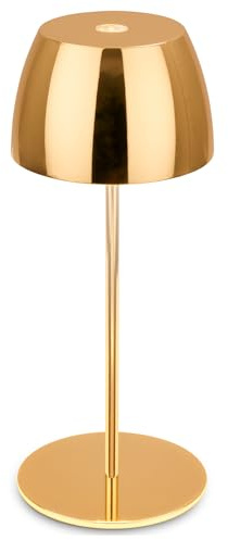 BRILONER - Trådlös minibord IP44 med touch, kontinuerlig dimmer, batteri och utbytbara ljuskällor, sänglampa, vardagsrum, LED-lampa, 8 x 20 cm (DxH), glänsande guld
