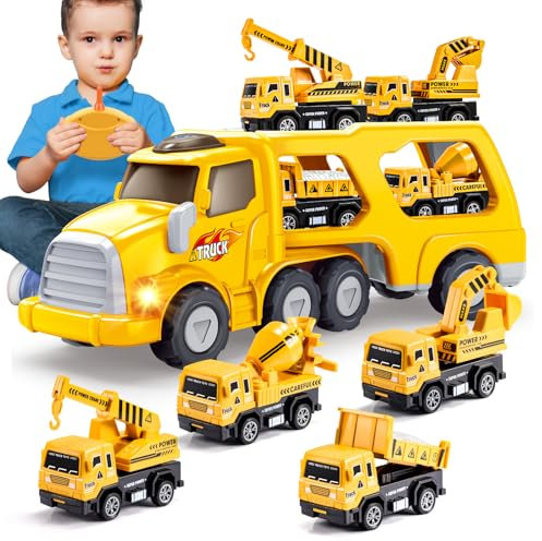 iKidiki Ferngesteuertes Auto ab 1-6 Jahre, Kinderspielzeug RC Auto Lkw, Baustellenfahrzeuge Geschenk für Jungen, Geburtstagsgeschenk