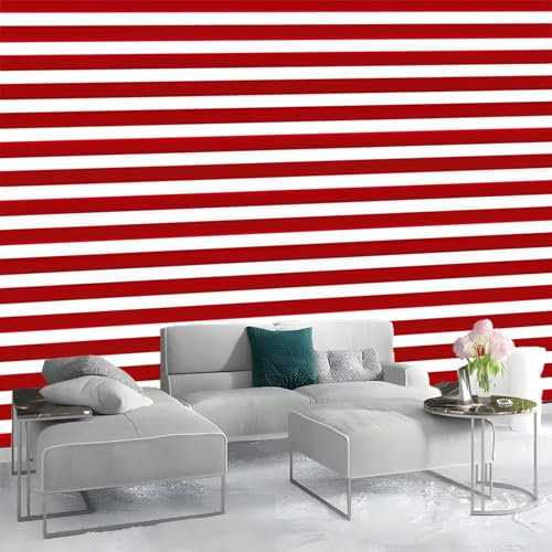 Carta da Parati Camera Letto Geometrie Righe Rosse 200x140cm Fotomurali Moda Decorazione da Muro Poster Carta da Parati Murale 3D per Soggiorno Ufficio Cameretta Bambini, Rosso