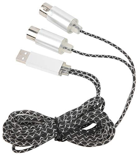 TIKATARER Midi-Kabel, Midi-Kabel zu USB, Midi-zu-USB-Kabel, Konverterkabel mit Kontrollleuchte, FTP-Verarbeitungschip, Metallgehäuse, 70,9 Zoll, MIDI-zu-USB-Schnittstelle,