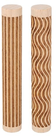 sourcing map 2pcs Wood Clay Roller 10cm Straight Lines Curved Lines Pattern Rolling Pins Wood Rollers Pottery Tools Wood Grain Texture Rollers for Clay Baking Dough Playdough DIY