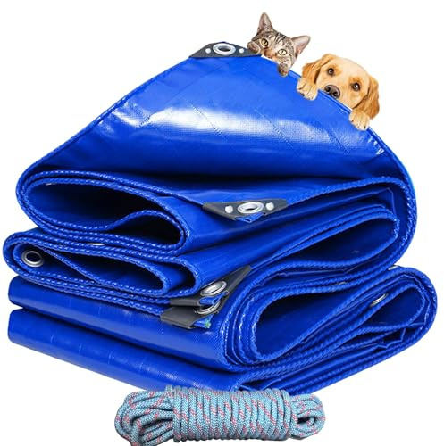 YANFEILI Garden Premium Abdeckplane Seil,0.5x49m 520g/m² gewebeplane PVC reißfest wasserdicht Gewebeplane verstärkte Ecken Kanten wetterfest UV-beständig Schutzplane Holz Abdeck Plane Tarp Blau