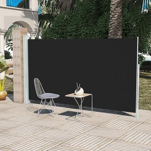 Buzaza Seitenmarkise 160x300 cm Schwarz Markise Balkon Gartenzaun Sichtschutz