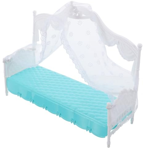 HEMOTON Winziges Puppenspielhaus Für Jungen Und Mädchen Miniaturbett 30 cm Puppen-einzelbett Montagespielzeug Vintage-Design Tragbar Realistisches Zubehör