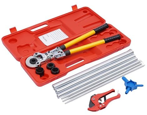 Pressatrice Multistrato Manuale con Calibratore 3 Matrici TH20, TH26, TH32, 6T Pinza Crimpatrice Multistrato con Taglierina per Tubi PVC, PPR, PEX, Idraulici