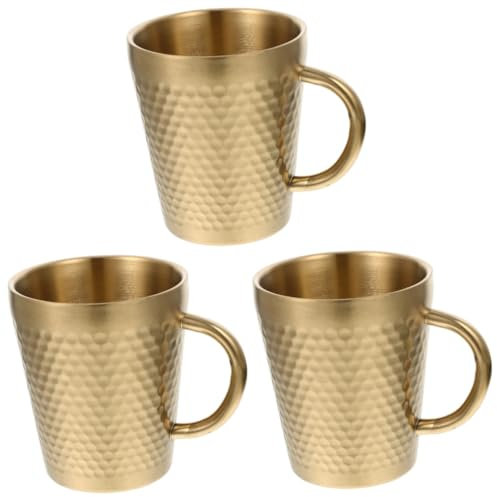 Cabilock 3st Kaffeebecher Kaffeetasse Campingbecher Flasche Tassen Blase Tee Tasse Isolierte Cappuccino-tasse Espresso Becher Tasse Tee-eier Für Losen Tee Probenbecher Golden Edelstahl 304