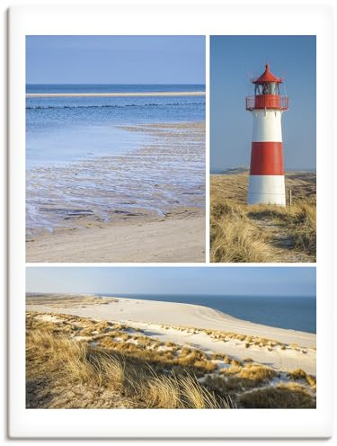 ARTLAND Wanddeko Leinwand Bilder Wandbild Maritime Deko Nordsee Reise Sylt Strand Leuchtturm Träume vom Meer U5JI