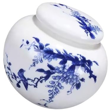 LAPYAPPE Tarro De Almacenamiento De Té De Cerámica Azul y Blanca Estilo Chino Pequeño 260 Ml Tapa Hermética Para Hojas De Té Usos Domésticos y Crema
