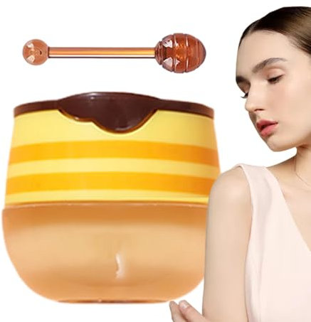 Bee Lip Balm Honey Pot, Bienenhonig-Lippenbalsam, Feuchtigkeitsspendende Honig-Lippenmaske Zum Schlafen, Hydrate & Overnight Lip Scrubs Peeling, Improving Lip Lines, Lippenpflege Für Trockene Lippen