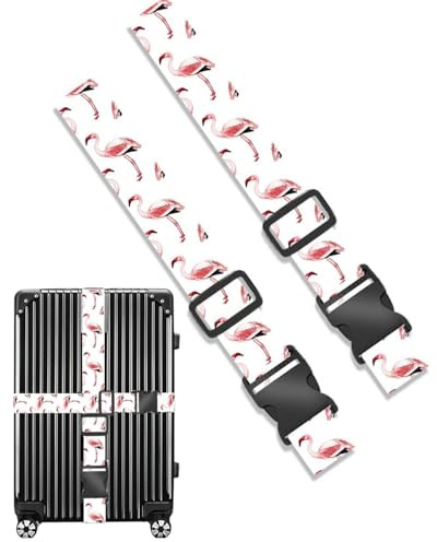 MYGLOAR Premium Gepäckgurte Extra auffällig und sicher Flamingo-Muster Gurte zur Gepäcksicherung Gepäcksicherung Sicherheitsgurte Schnellverschluss mit Verstellbarer (2 rote Flamingos)