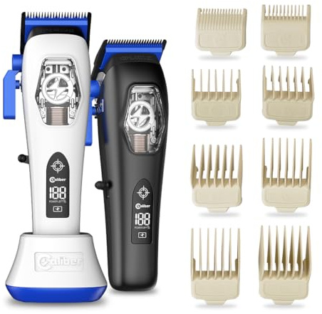 Caliber Pro Disruptor ZR Professional Cordless Hair Clipper – Vector Motor, Diamond Zirconia Blades, 3200mAh Battery, LED Display, USB-C Fast Charging, Magnetic Guards, Interchangeable Covers