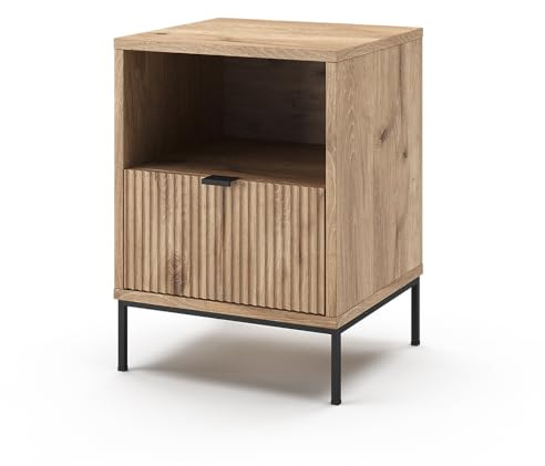 Vicco Nachttisch Eliza, Viking Oak, 40 x 55 cm | mit 1 Schublade, nutzbar als Ablagefläche neben Bett oder Sofa
