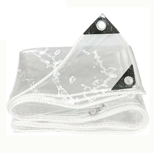 Amunpitic Telo in PVC Trasparente per Esterno 1.2x9m, Telone Trasparente Occhiellato per Esterno, Teloni Plastica Trasparente Impermeabile, per Esterni della Mobilia, Terrazze
