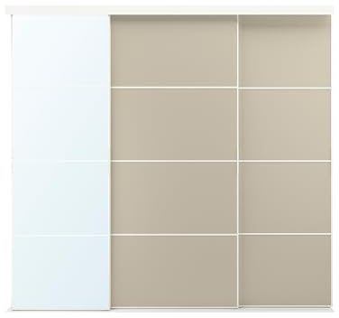 ProTuning Combinaison de porte coulissante MEHAMN/AULI/SKYTTA, blanc double face/verre miroir gris-beige, 251 x 240 cm