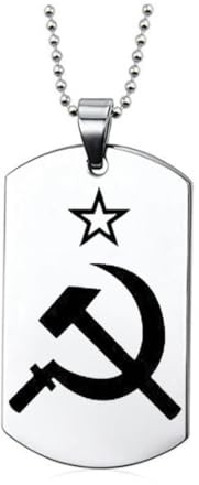 fycouyee Personalità e creatività Esercito Rosso Sovietico falce martello modello ornamento collana portachiavi in acciaio inox