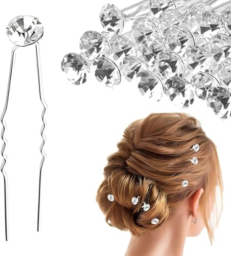 JEYORZY 20 Stück Haarschmuck Hochzeit,Haarnadeln Strass,Haarschmuck Braut Brautjungfern Kopfschmuck,U-Förmige Diamant-Haarnadeln,für Frauen, MäDchen, Hochzeit, Ball