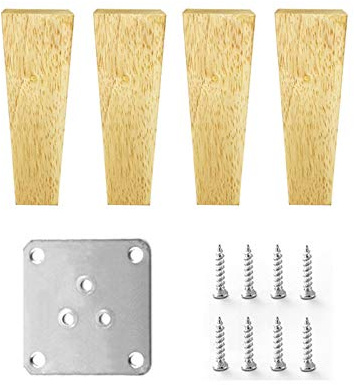 4 Stück 15 cm Holz-Sofa-Beine, gerade, schräge Schrankfüße für Möbel, Holztisch und TV-Beine mit Schrauben – werten Sie Ihre Heimdekoration auf