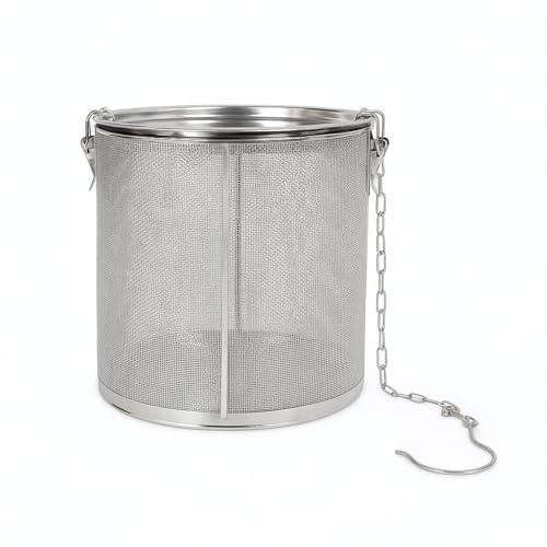 7 Inch Large Capacity Stainless Steel Seasoning Strainer and Spice Filter, Tea Mesh Infuser Strainer with Extended Chain, Reusable Herb Basket for Soup, Stew, Hot Pot, Broth