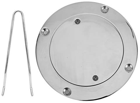 Klanata Coperchio per Piastra di Coperta in Acciaio Inox 316 da 4 Pollici con Chiave di Blocco - Boccaporto di Accesso Marino per Yacht, Barche e Camper