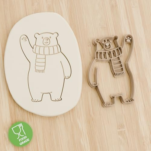 Eisbaer sagt Hallo cookie cutter Fondant Keksstempel/Ausstechform keksausstecher PLA ca.8cm
