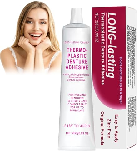 Thermoplastic Denture Adhesive - Denture Adhesive Gel, All-Day Comfort & Secure Fit, Gentle Hold for Denture Stability, Easy to Use Non-Irritating Denture Support, 24-Hour Comfort