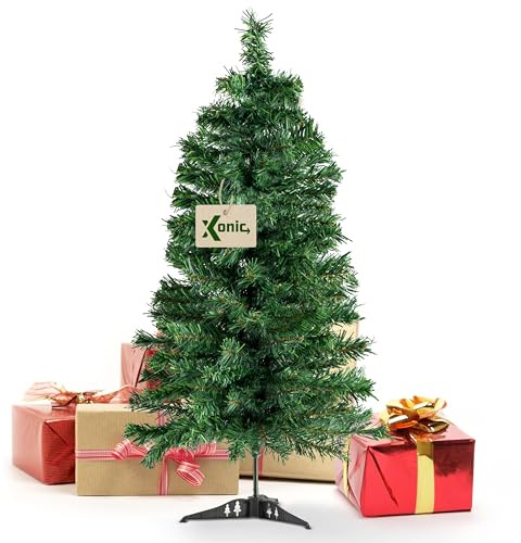 Xonic® Künstlicher Weihnachtsbaum - Kunst Weihnachtsbaum mit Metallständer - Tannenbaum Künstlich Christbaum - Dicht & Naturgetreu - Christmas Tree für Innenbereich (GRÜN, 90 cm)