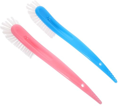Kisangel Lot de 2 Brosses Multifonctions pour Biberons Bleu et Rose Plastique Sûr Tête Flexible en Fibres de Nylon Outil de Nettoyage pour Parois et Fonds Profonds Accessoire pour