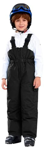 YCBMINGCAN Pantaloni da sci per bambini, da neve, per ragazzi e ragazze, con salopette termiche, impermeabili e antivento, per snowboard, foderati con cerniera e spalline per sci, Nero , 18-24 Monate
