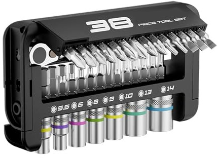 38 in 1 Ratchet Socket Wrench Set Magnetic Socket Ergonomic Handle Rod Storage Case for Diverse Fastening Task