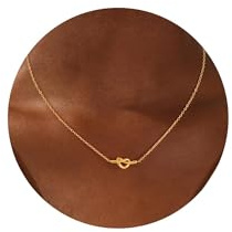 Fezodo Kette Sonne Damen - 18K Gold Kette Damen Mit Sonne Knoten Anhänger Gold Jewerly Schmuck Geschenk für Mädchen Frauen Mutter Freundin