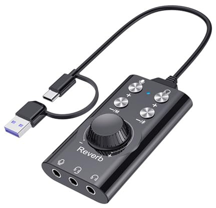 Whoasyst Portable USB 7.1 External Sound Card High Fidelities Voice Changer for Live Broadcasts Conference Calls Not Driver USB Sound Card