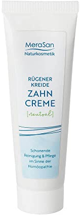 Merasan Rügener Kreide Zahncreme neutral 50 ml – weiße Rügen Schlämmkreide Zahnpasta – Vegan, ohne Geschmack oder ätherische Öle