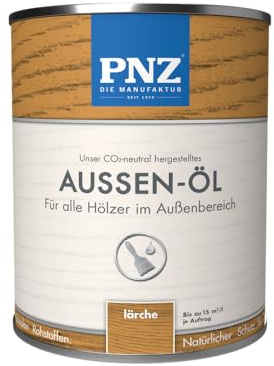 PNZ Außen-Öl | Nachhaltig hergestellt mit regionalen Rohstoffen | Made in Germany | Holzdeck, Holz-Terrasse, Fenster, Türen, Gartenhäuser, Spielgeräte, Gebinde:10L, Farbe:lärche