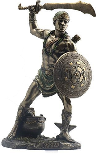 VERONES 9 Inch Statue Orisha Ogun Yoruba Santeria Estatua Lucumi African God Figure Bronze Matte Finish