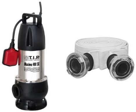 T.I.P. Schmutzwasser Tauchpumpe Edelstahl Maxima 400 SX + 15m Gewebeschlauch