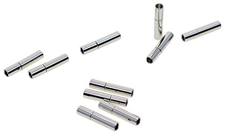 Sharplace 10 stück Leder Endkappen, Schnur Endkappen, Lederband Verschluss Armband Verschlüsse, Lederschnur Ende Cap Druckverschlüsse, Rundzylinder Steckverschluss für Halskette Armband, 2mm, Silber
