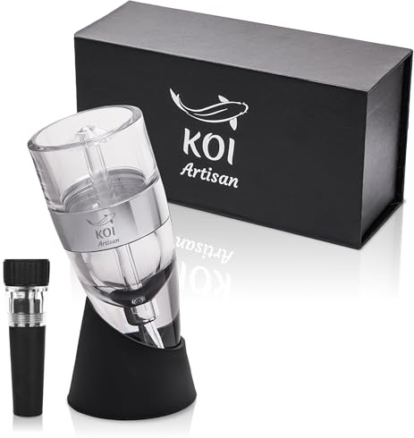 Wine Aerator Red Wine Decanter - KOI ARTISAN Filtro de eliminación de sedimentos - Set de Aerator Wine Pourer y Wine Stopper - Perfect Wine Accessories Gift Set para hombres y mujeres