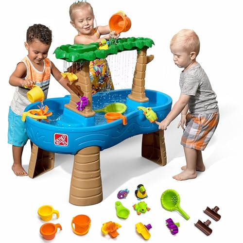 MELARQT Step2 Tropical Rainforest Wasserspieltisch | Großer Wassertisch mit 13-teiligem Zubehörset | Garten Wasser Spieltisch für Kinder in Blau und Braun