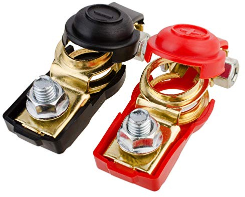 GTIWUNG Connettori di Batteria, Batteria Terminali, Morsetto per Batteria Positivo e Negativo per auto, Morsetto a Clip Regolabile con Coperture Protettive Isolanti,1 Coppia