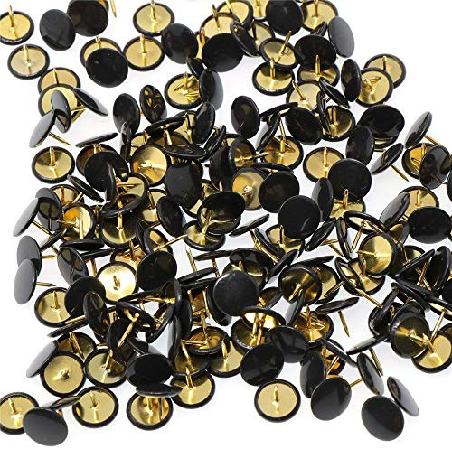 BININBOX 300 PCS Reißnägel Kunststoff Rundkopf für Home School Reißzwecken (Schwarz)