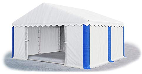 Das Company Lagerzelt 3x4m wasserdicht weiß-blau mit Bodenrahmen 240g/m² PE Plane hochwertig Gartenzelt Summer Floor MPE