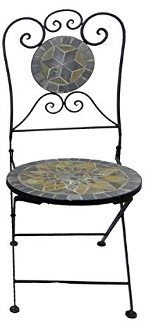 FineHome Edler Mosaik Gartenstuhl klappbar Balkonstuhl Mosaikstuhl Terassenstuhl im Stern Design Bistrostuhl