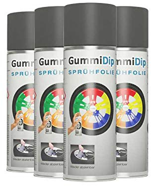Gummi Dip Sprühfolie, Spray, 4er Set, 4x400 ml (Eisengrau)